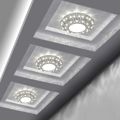 Flying Saucer LED Flush Mount Lamp Modern K9 Crystal Hallway Ceiling Light Fixture in White