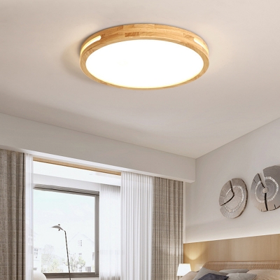 Geometric Shape Wooden Ceiling Lamp Nordic Style LED Flush Mount with Acrylic Diffuser