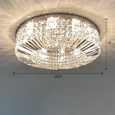 K9 Crystal Circle Flushmount Ceiling Lamp Contemporary Flush Mount Light Fixture for Living Room