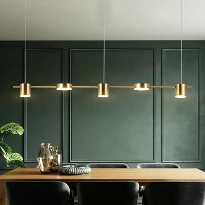 Linear LED Island Light Fixture Minimalism Metal Dining Room Ceiling Suspension Lamp