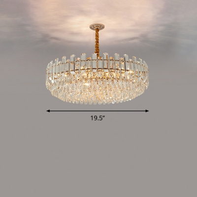 Modern Stylish Pendant Lighting Circular Ceiling Chandelier with Prismatic Crystal Shade