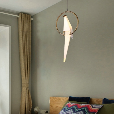 Origami Crane Acrylic Ceiling Lighting Artistic 1 Head Gold Hanging Pendant Light