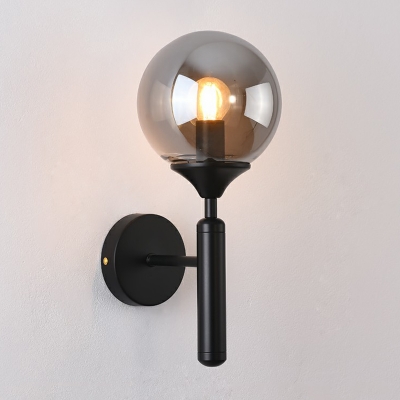 Postmodern Style Ball Sconce Light Fixture Glass 1 Bulb Bedside Wall Mount Lighting
