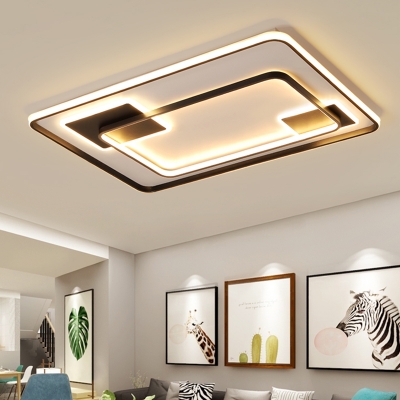 Rectangular Acrylic LED Flush Mount Light Simplicity Black Flush Mount Ceiling Light
