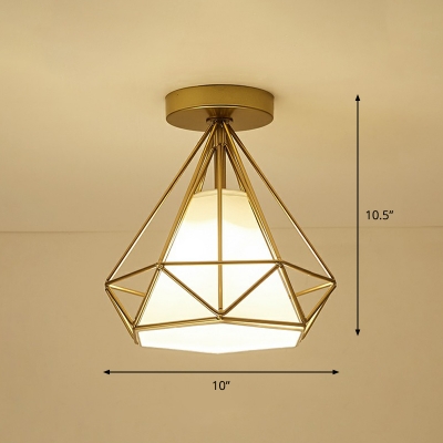 Small Corridor Ceiling Flush Light Metallic Single-Bulb Nordic Flush Mount Light in Gold