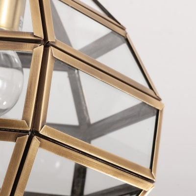 Sphere-Like Corridor Ceiling Light Traditional Clear Glass 1 Bulb Gold Semi Mount Lighting