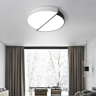Splicing Round Flush Ceiling Light Contemporary Acrylic Bedroom LED Flush Mount Lighting in Black and White