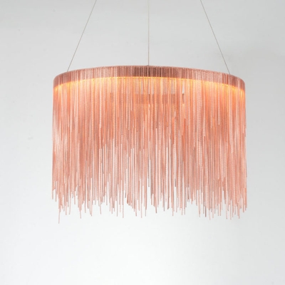 Tassel Chainlet LED Chandelier Lamp Minimalist Metal Living Room Round Ceiling Pendant Light