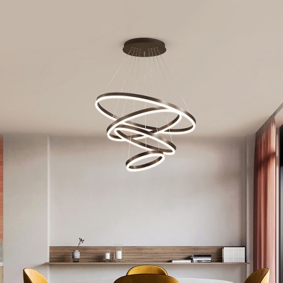 Tiered Hoop Living Room LED Ceiling Lighting Acrylic Modern Chandelier Light Fixture