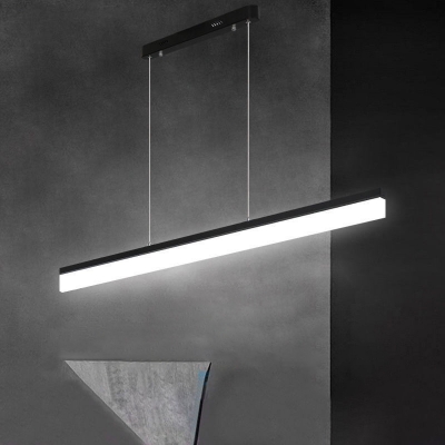 Acrylic Bar-Shaped Pendant Light Simplicity Black LED Chandelier Lamp for Office
