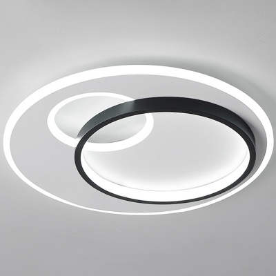 Black and White Geometric Flush Mount Lighting Minimalist Metallic LED Flush Mount