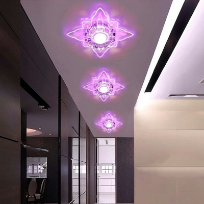 Blooming LED Ceiling Fixture Modern Crystal Clear Flush Mounted Light for Corridor