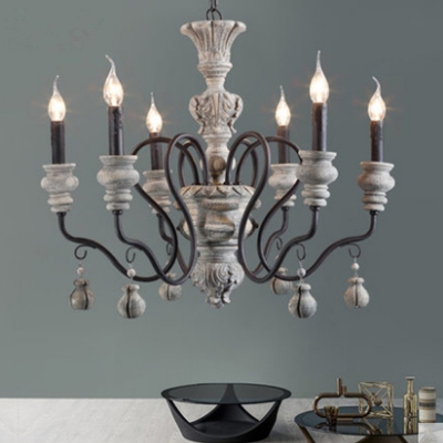 Candle Restaurant Ceiling Lighting Traditional Metallic Grey Chandelier Light Fixture