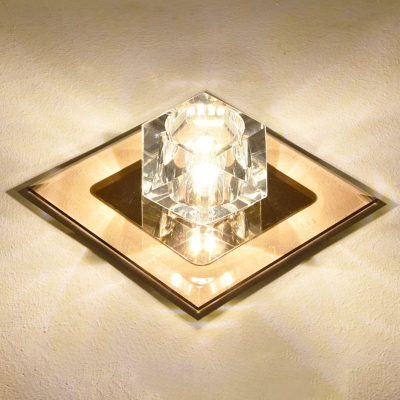 Crystal Cube Spotlight Ceiling Light Simplicity Flush Mount Led Light for Corridor