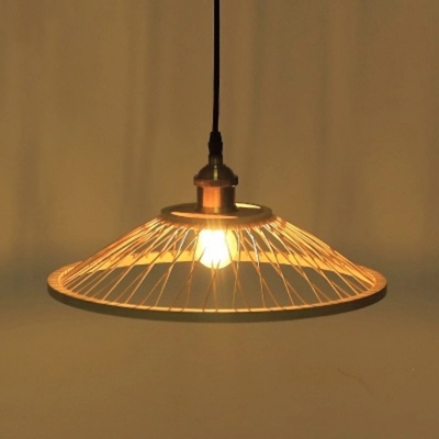 Dome Shade Corridor Suspension Light Bamboo 1-Light Simplicity Pendant Light Fixture in Wood