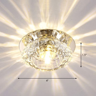 Flower Flush Mount Lighting Contemporary Crystal Clear LED Ceiling Mounted Fixture for Hall