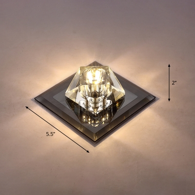 Gem Shaped Mini Led Flush Mount Fixture Simple Crystal Passageway Ceiling Flush Light