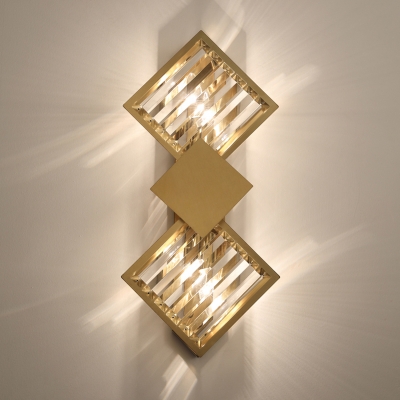 Gold Finish Geometric Wall Light Sconce Postmodern Crystal Wall Mounted Light for Hall