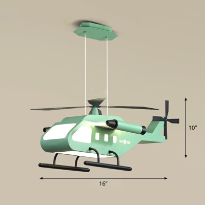 Helicopter LED Chandelier Lamp Kids Style Metal Bedroom Suspended Lighting Fixture