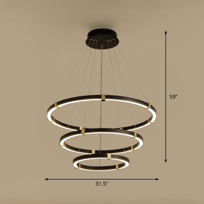 Layered Loop LED Suspension Light Nordic Style Acrylic Living Room Chandelier Light in Gold-Black