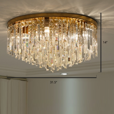 Modern Style Ceiling Flush Light Round Flush-Mount Light with Crystal Shade for Bedroom