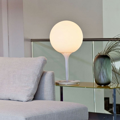 Nordic Style Globe Table Lighting White Glass Single-Bulb Living Room Nightstand Lamp