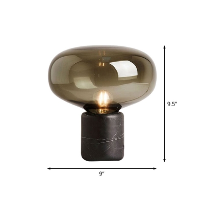 Post-Modern Cylinder Base Table Light Marble Single Living Room Nightstand Lighting with Glass Shade