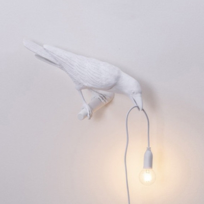 Resin Raven Wall Light Fixture Art Deco Single-Bulb Wall Mount Lighting for Bedroom
