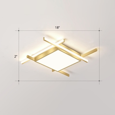 Square Flush Mount LED Light Simple Style Acrylic Bedroom Ceiling Fixture in Gold