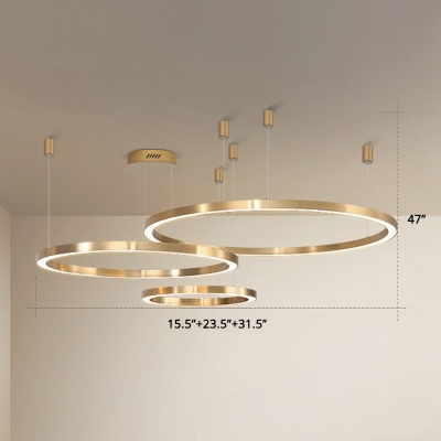 Tiered Ring Living Room LED Suspension Light Acrylic Nordic Style Chandelier Light in Gold