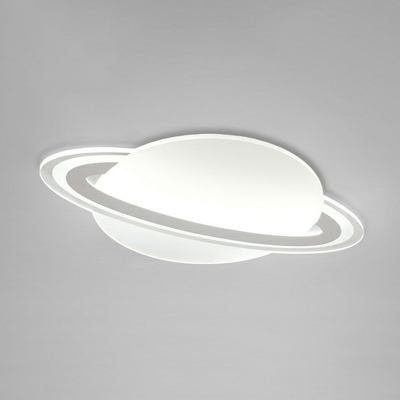 White Planet LED Ceiling Mount Light Kids Style Acrylic Flushmount Light for Bedroom