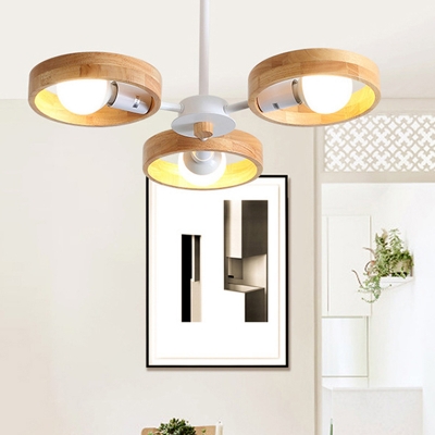 Wood Ring Chandelier Light Fixture Nordic Style Hanging Pendant Light for Bedroom