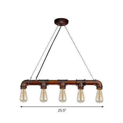 5 Lights Water Pipe Island Lamp Industrial Metal Suspension Lighting over Dining Table