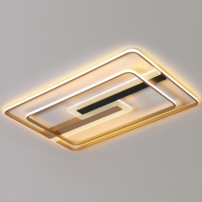 Acrylic Geometric LED Flush Mount Modern Gold Flushmount Ceiling Light for Bedroom