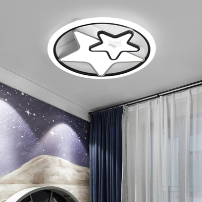 Acrylic Star Flush Mount Lighting Minimalist LED Flush Mount Light in Black and White