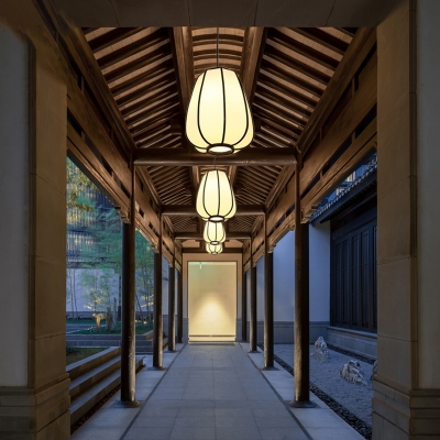 Bamboo Handmade Ceiling Light Japanese Single Wood Hanging Pendant Light for Restaurant
