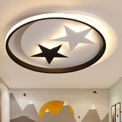 Black and White Star Flush Light Modern Style Acrylic LED Flush Ceiling Light Fixture