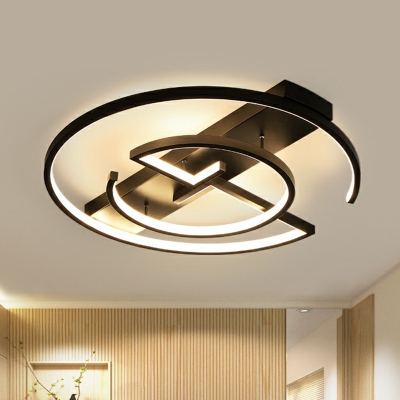 Circular LED Ceiling Flush Mount Light Simple Metal Bedroom Flush Light in Black