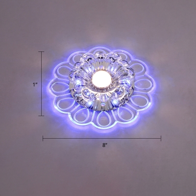 Clear Scalloped LED Ceiling Light Decorative Crystal Flush Mount Lighting Fixture for Corridor