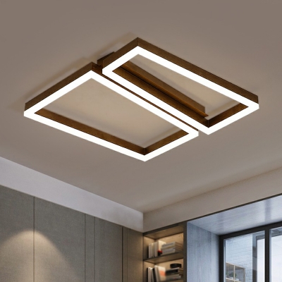 Coffee Finish Square LED Flush Light Simplicity Metal Flush Mount Ceiling Fixture for Bedroom