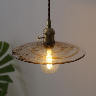 Cone Cognac Glass Ceiling Light Industrial Single Dining Room Hanging Pendant Light