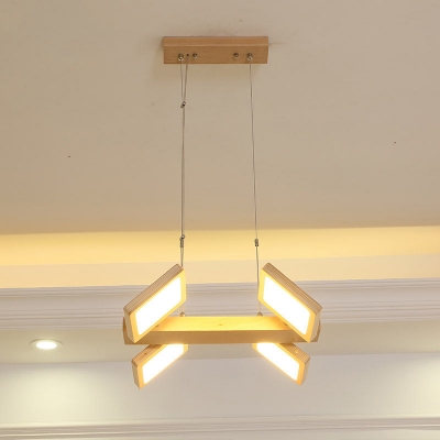 Creative Modern Rectangle LED Spotlight Wooden Living Room Rotatable Island Ceiling Light
