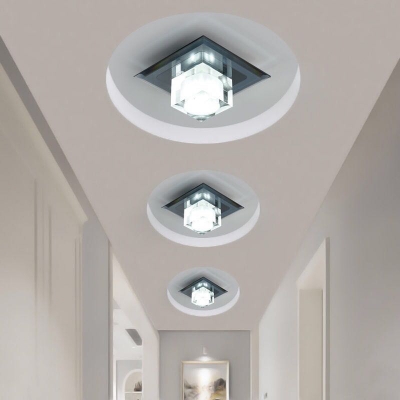 Cube Led Surface Mount Ceiling Light Modern Clear Crystal Block Corridor Flushmount Lighting