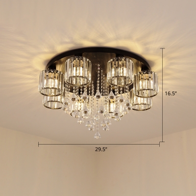 Cylindrical Ceiling Mounted Light Modern Prismatic Crystal Flush Mount Lamp for Bedroom