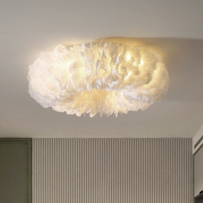 Doughnut Shaped LED Flush Mount Nordic Style White Flushmount Ceiling Light for Girls Bedroom