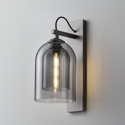 Dual Cloche Glass Wall Lamp Sconce Nordic 1 Bulb Grey Wall Mounted Lighting for Corridor