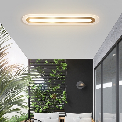 Elongated Oval Corridor Flush Light Acrylic Modern Style LED Flush Ceiling Light in Gold