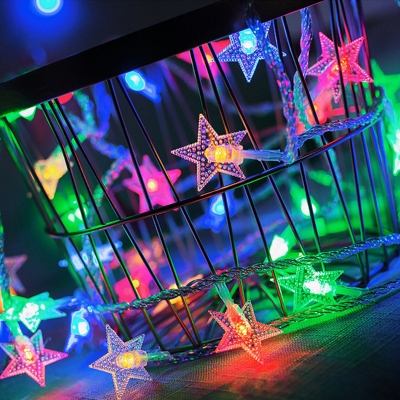 Five-Pointed Star LED Fairy Lighting Decorative Plastic Outdoor Solar String Light in White