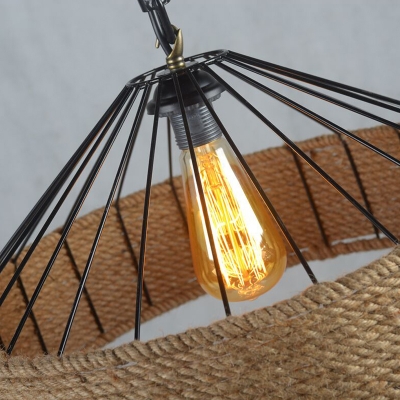 Flaxen Barn Pendant Ceiling Light Farmhouse Hemp Rope 1-Light Garage Suspension Lamp