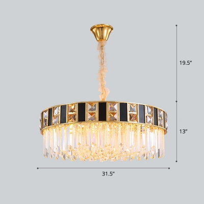 Geometric Shaped Hanging Light Modern Luxe K9 Crystal Golden Chandelier for Bedroom